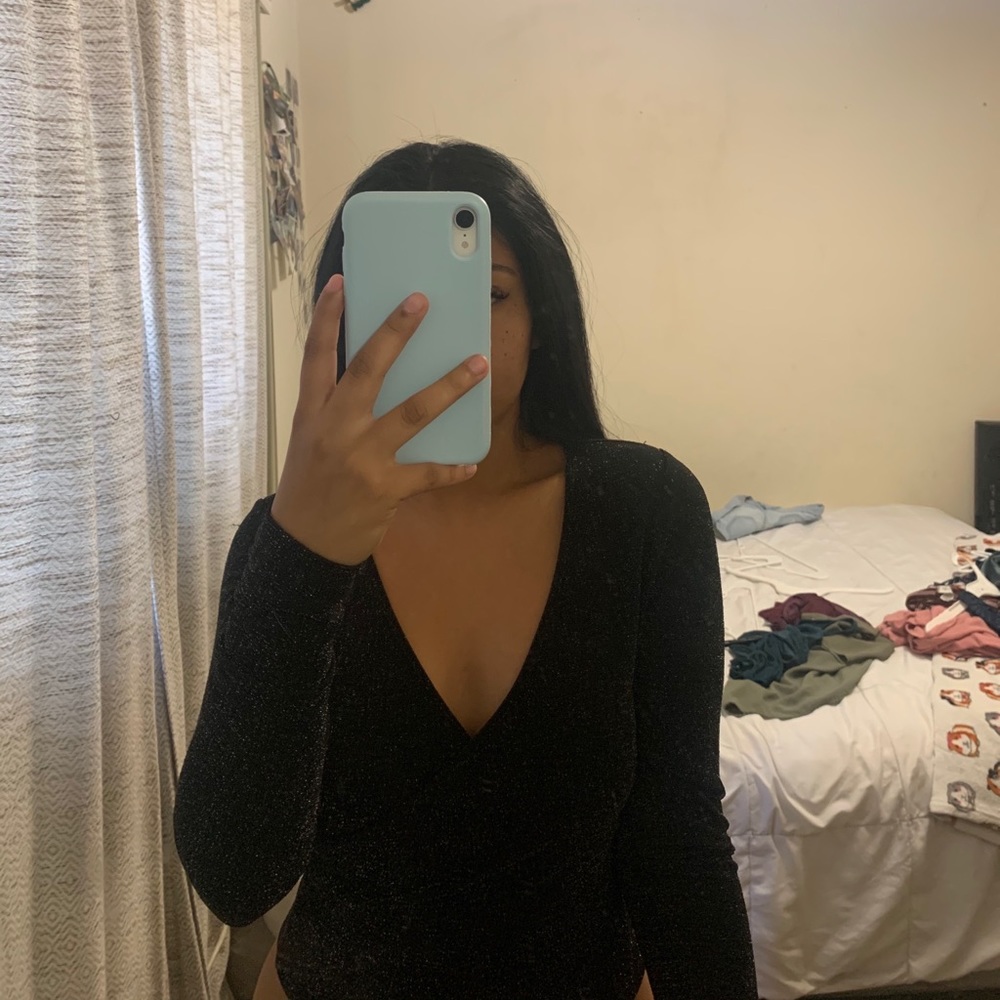 Black long sleeve with silver glitter